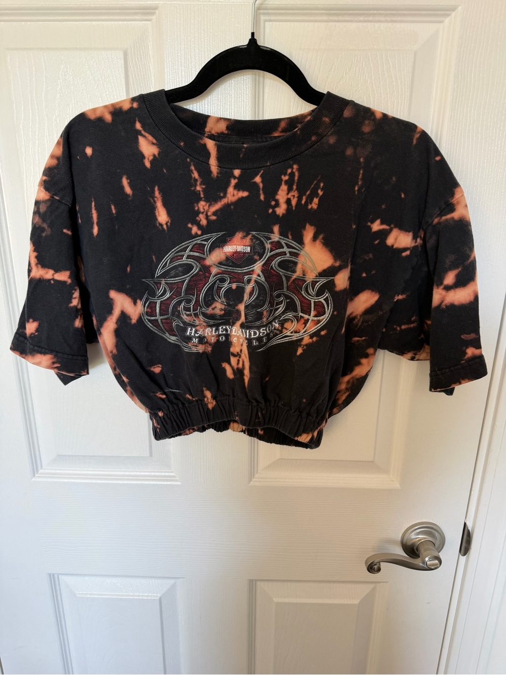 Harley-Davidson Black & Orange Tie-Dye Cropped Tee